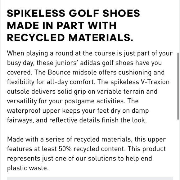 Adidas Golf Kids Spikeless Shoes - Picture 3 of 14